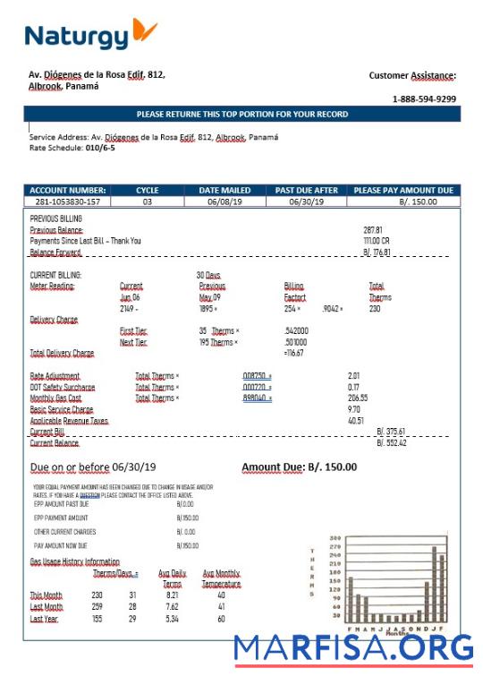 Downloadable Panama Naturgy electricity company in Word format real example